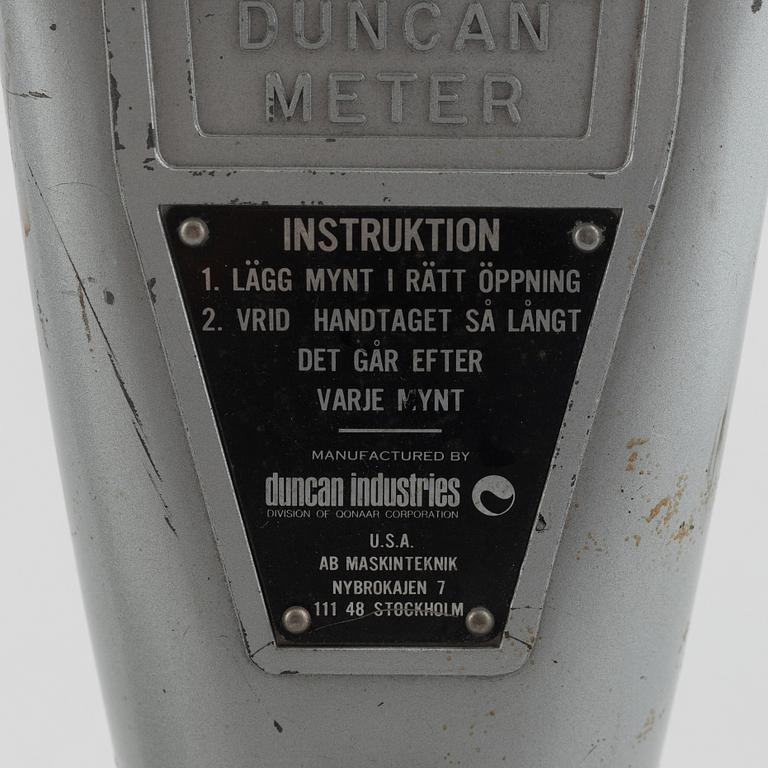 Parking meters, a pair, "Duncan Meter", Duncan Industries U.S.A, second half of the 20th century.