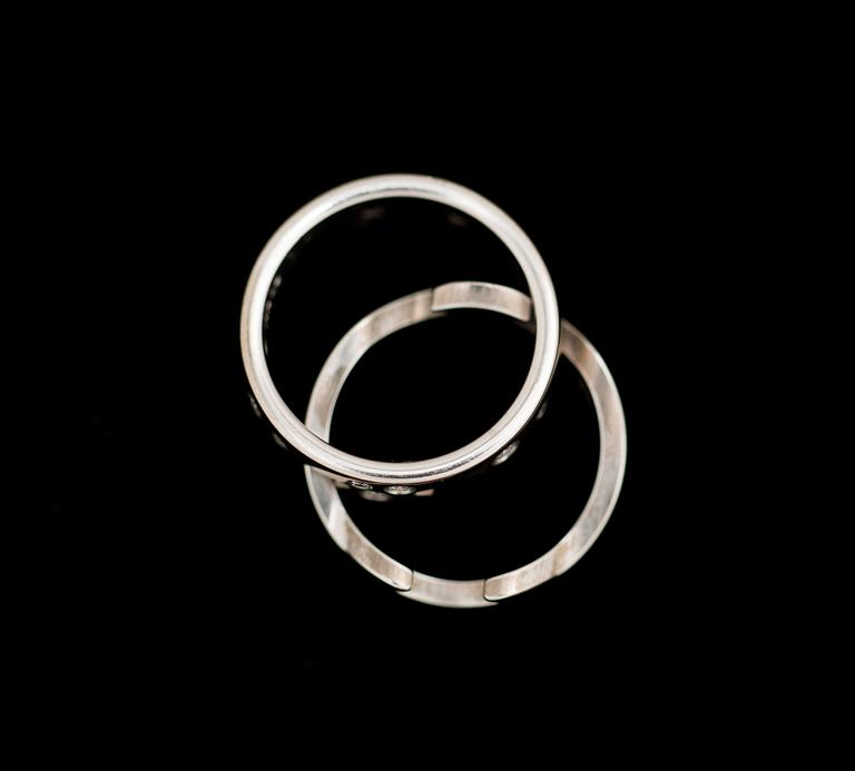 RING, 18 K vitguld med briljantslipade diamanter, "Fusion", Georg Jensen, Danmark. Vikt ca 10,5 g.