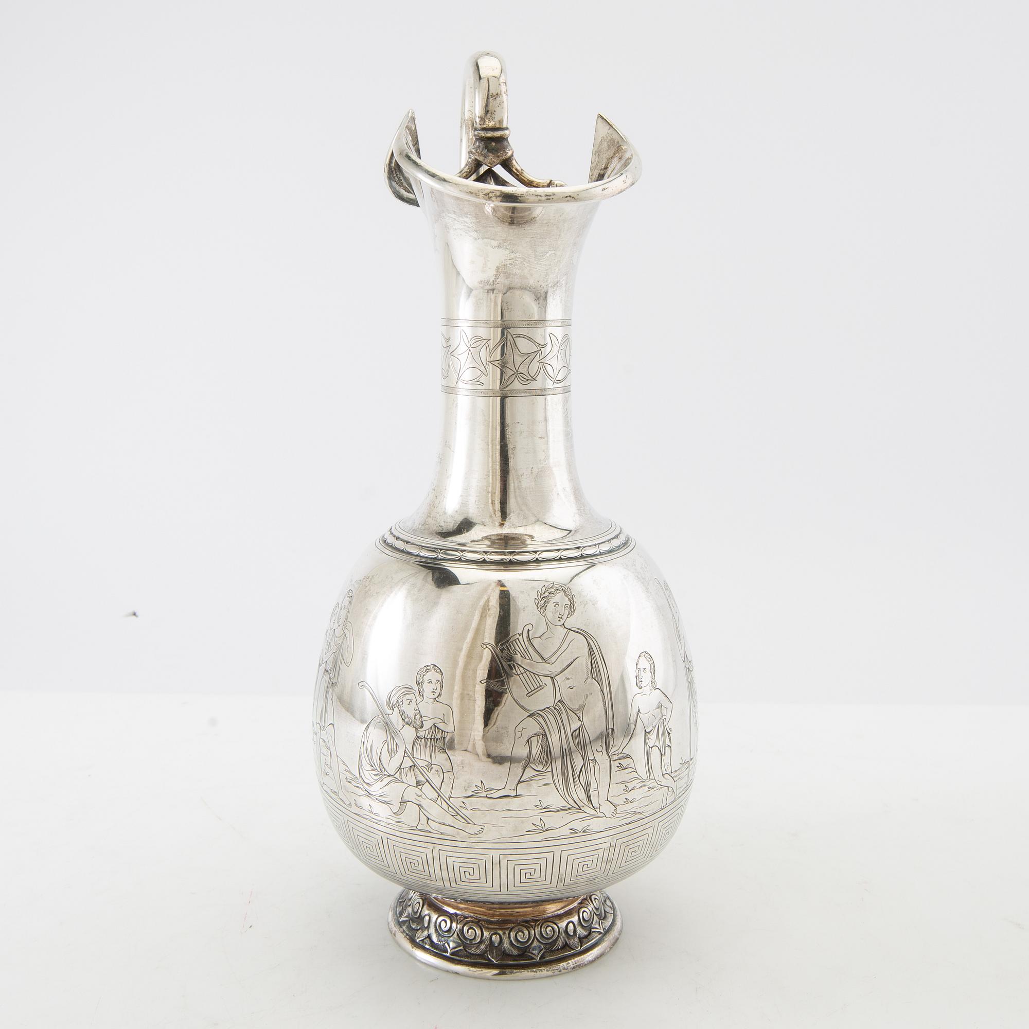 Emil Ferdinand Dahl, vinkanna, silver, Köpenhamn 1873.