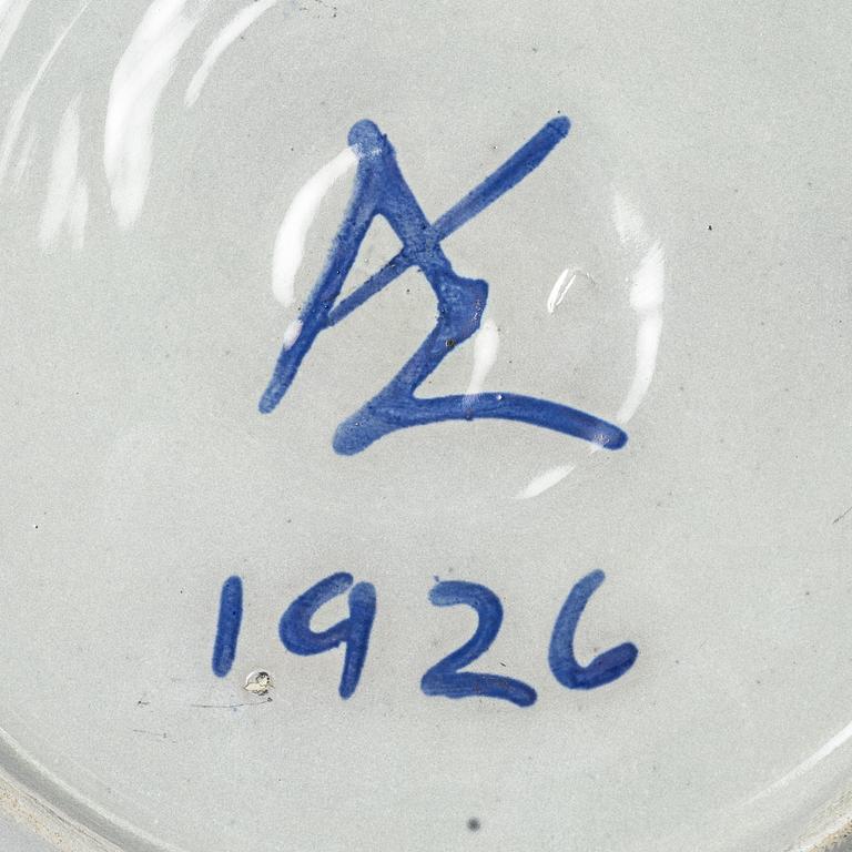 Allan Ebeling, a glazed ceramic dish, dated 1926.