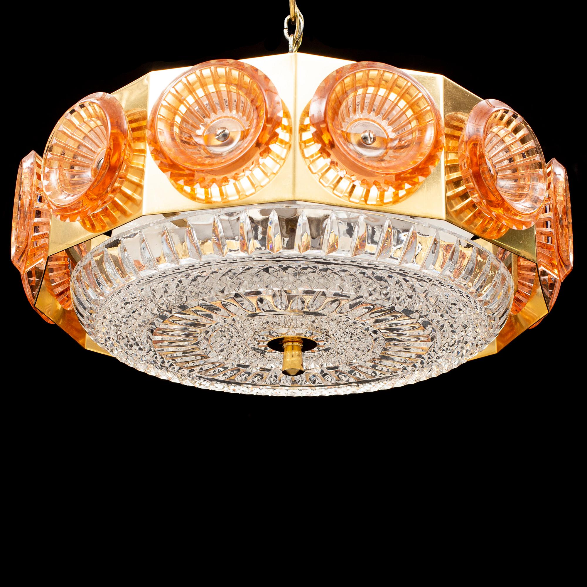 CARL FAGERLUND, troligen, taklampa, Orrefors, 1900-talets andra hälft.