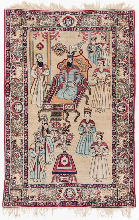 An antique Kerman Raver rug, ca 225 x 141 cm.