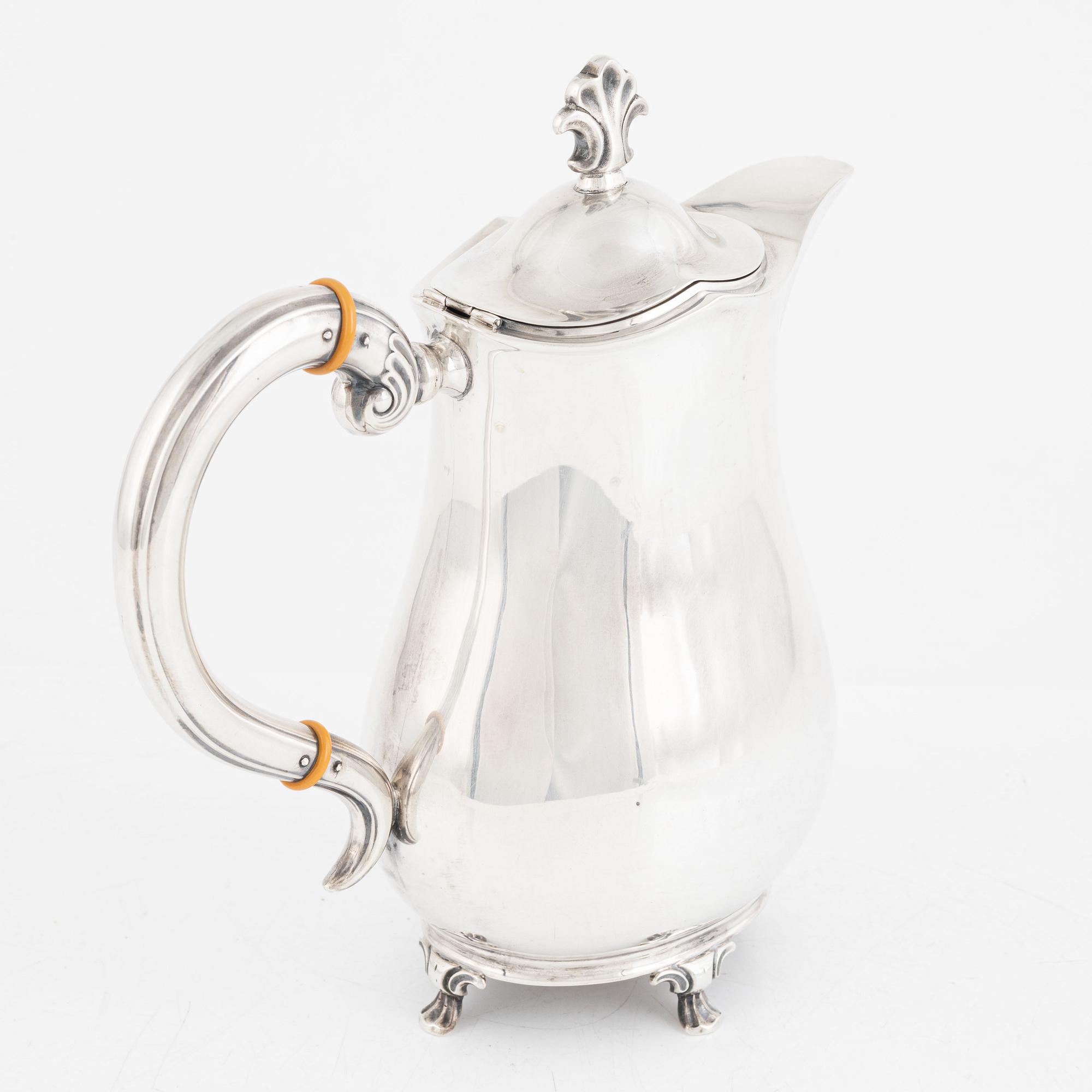 CG Hallberg, hot water jug, silver, Stockholm 1934.