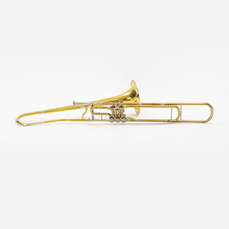 A valve trombone, 19th or early 20th Century.