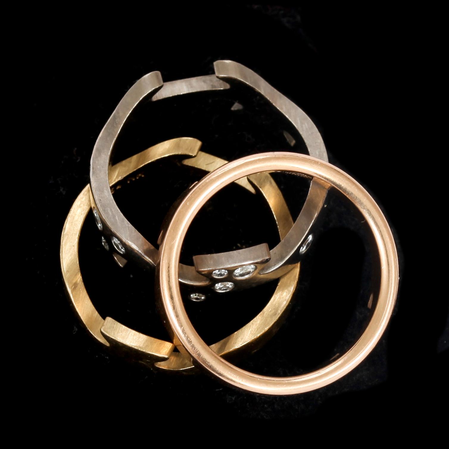 RING, 18k guld med små briljantslipade diamanter, tot ca 0,15 ct. "Fusion", Georg Jensen. Vikt 17 g.