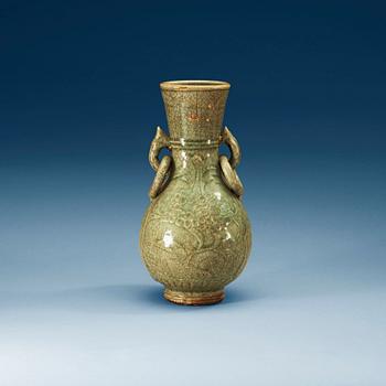 A celadon glazed vase, Ming dynasty.