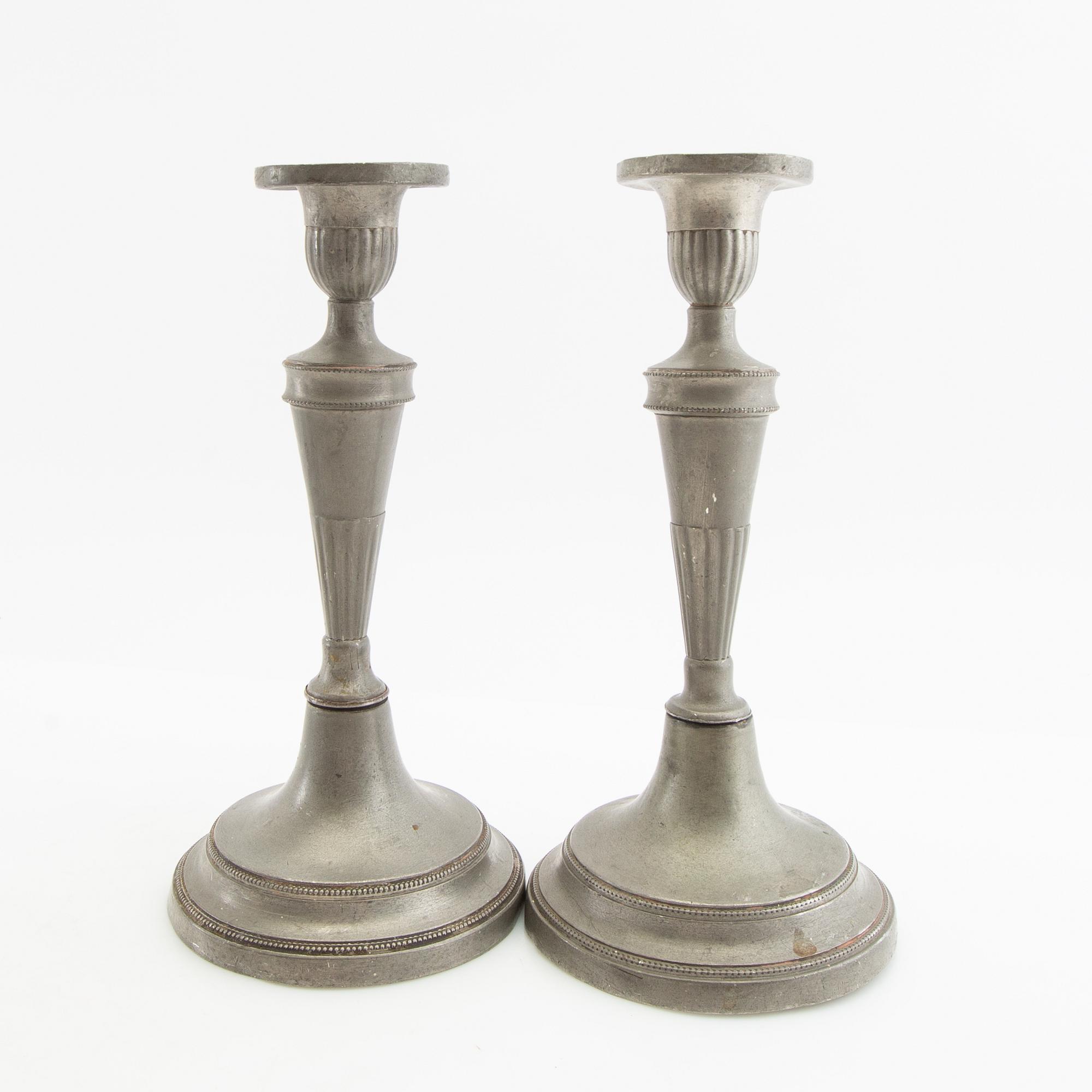 Candle holders 2 pairs, second half of the 19th century, tin.
