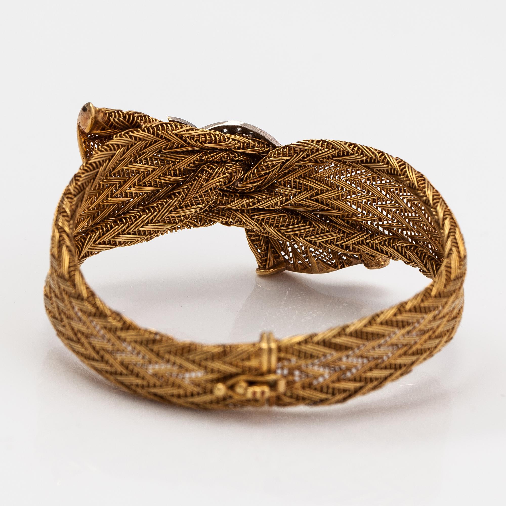 Halsband och armband, 18K guld och diamanter ca 0.40 ct tot. Frankrike 1900-talets senare hälft.