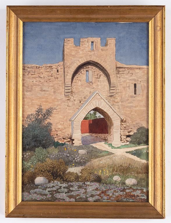 Oskar Bergman, watercolour, signed and dated Visby 1935.