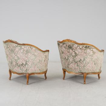 BERGÈRER, ett par, rokokostil, AB Larsson & Nilsson, omkring 1900-talets mitt.
