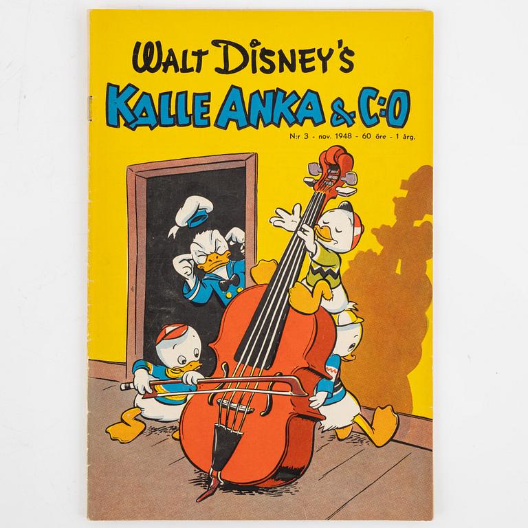 Serietidningar, "Kalle Anka & Co", 3 st, nr 2,3,4, 1948.