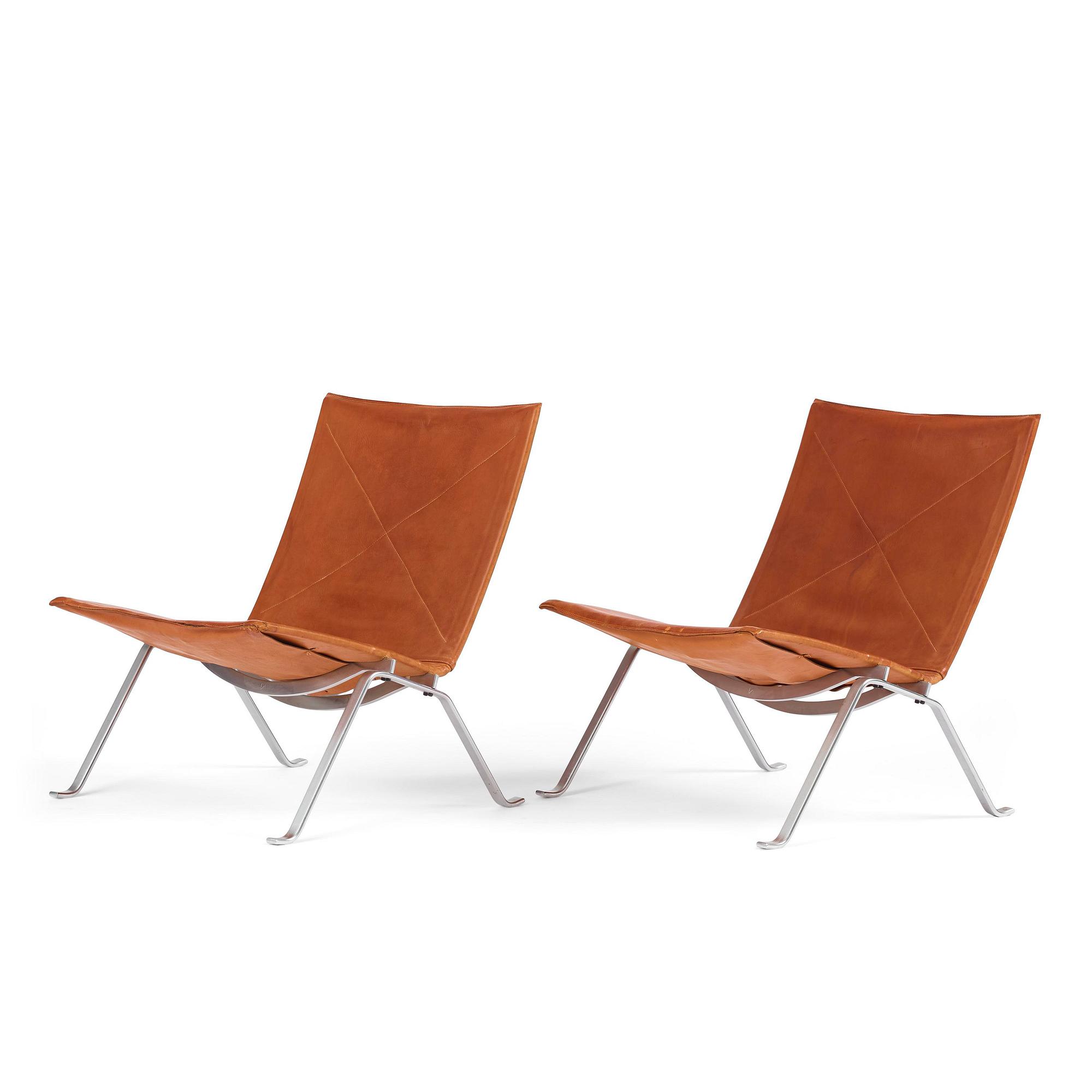 Poul Kjaerholm, a pair of "PK22" easy chairs, E. Kold Christensen, Denmark.