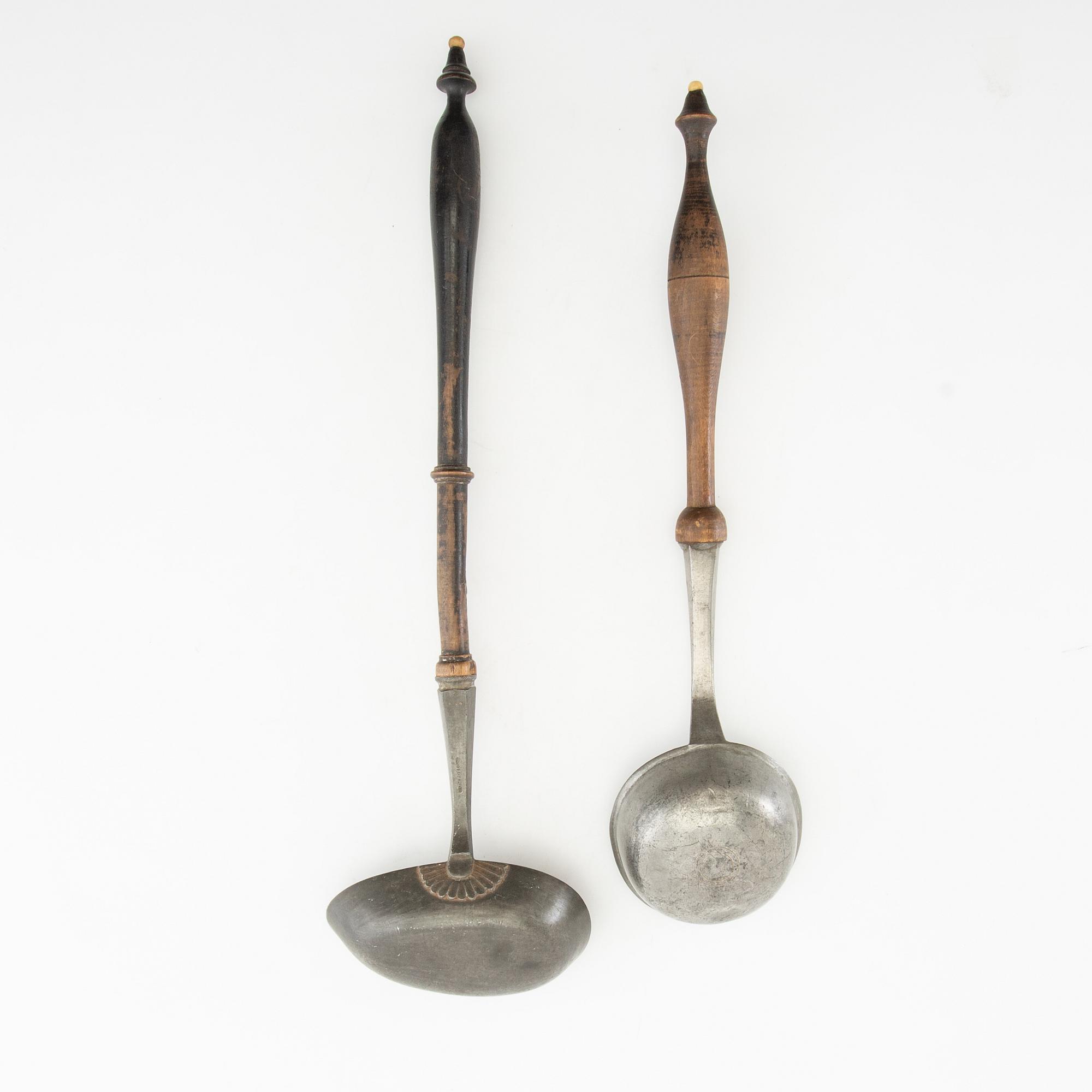 Bowl spoons/Soup spoons 2 pcs 19th century, tin.