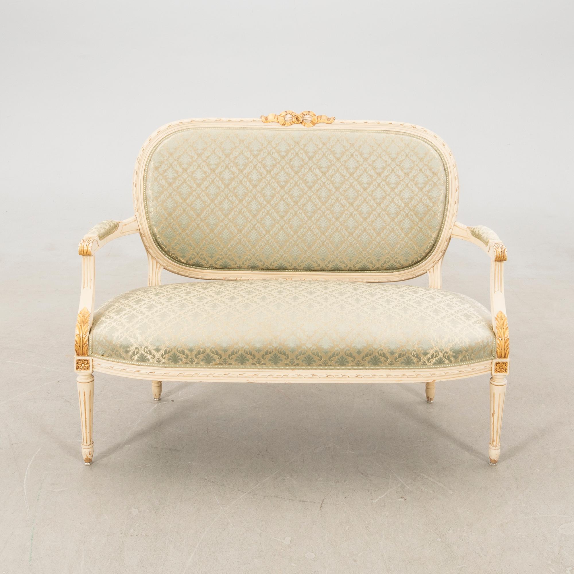 Sofa group in the Gustavian style, mid/second half of the 20th century.