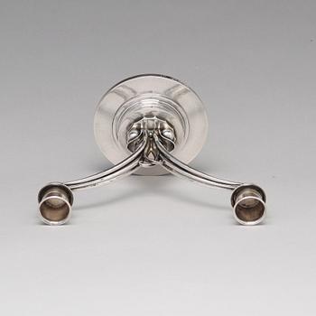 Harald Nielsen, a pair of sterling silver candelabra, Georg Jensen, Copenhagen 1933-44, model nr 278.