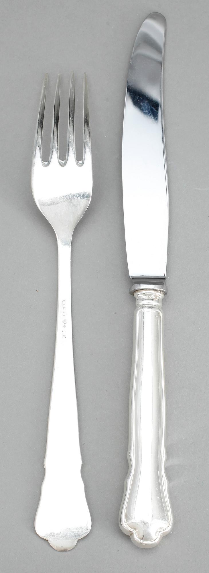 MATBESTICK, 23 delar, silver, GAB, Stockholm 1952.