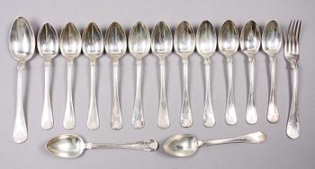 BESTICKSERVISDELAR, 15 st, silver, bl a GAB, K Andersson, AG Dufva, Stockholm, 1912-7.