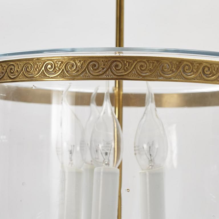 A gilt-brass and glass Gustavian style lantern, late 20th century.