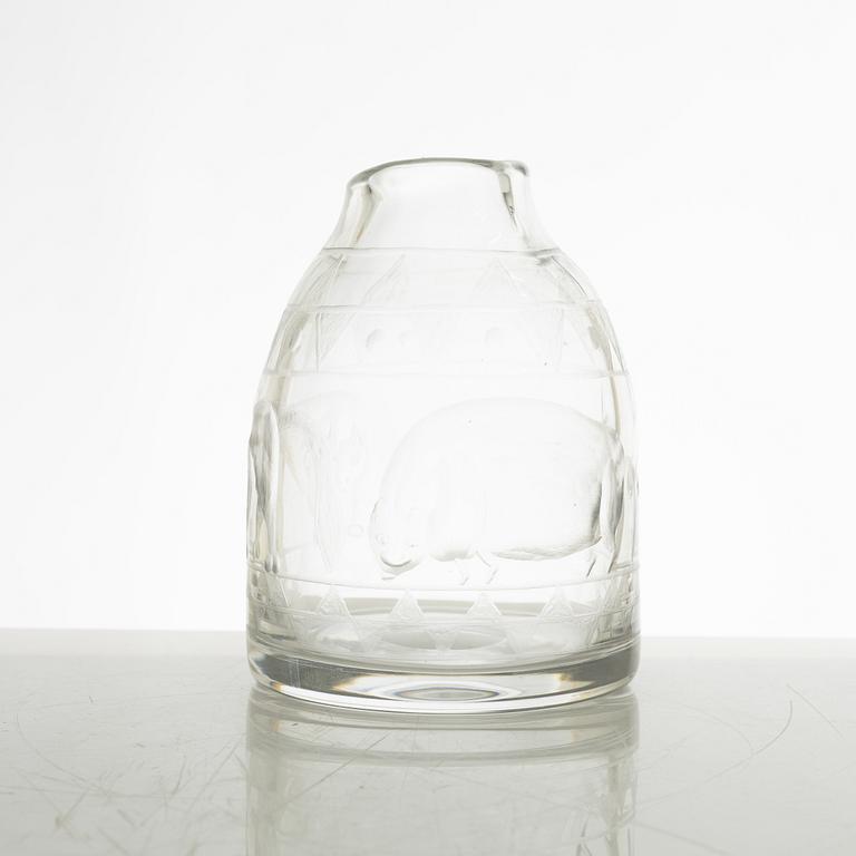 Erik Höglund, a glass vase, Boda Glasbruk Sweden 1950s.