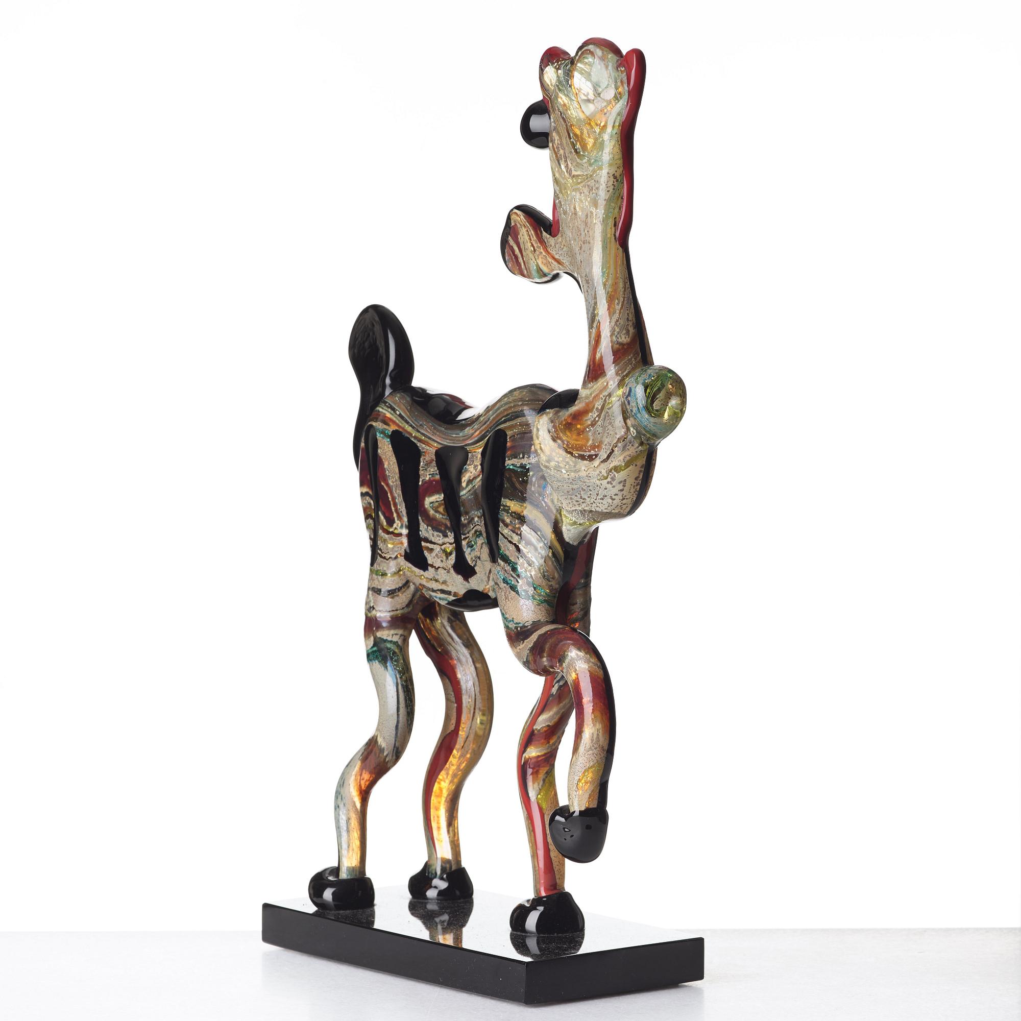Claude Venard, a glass sculpture of a reindeer, Berengo Studio, Murano, Italy.