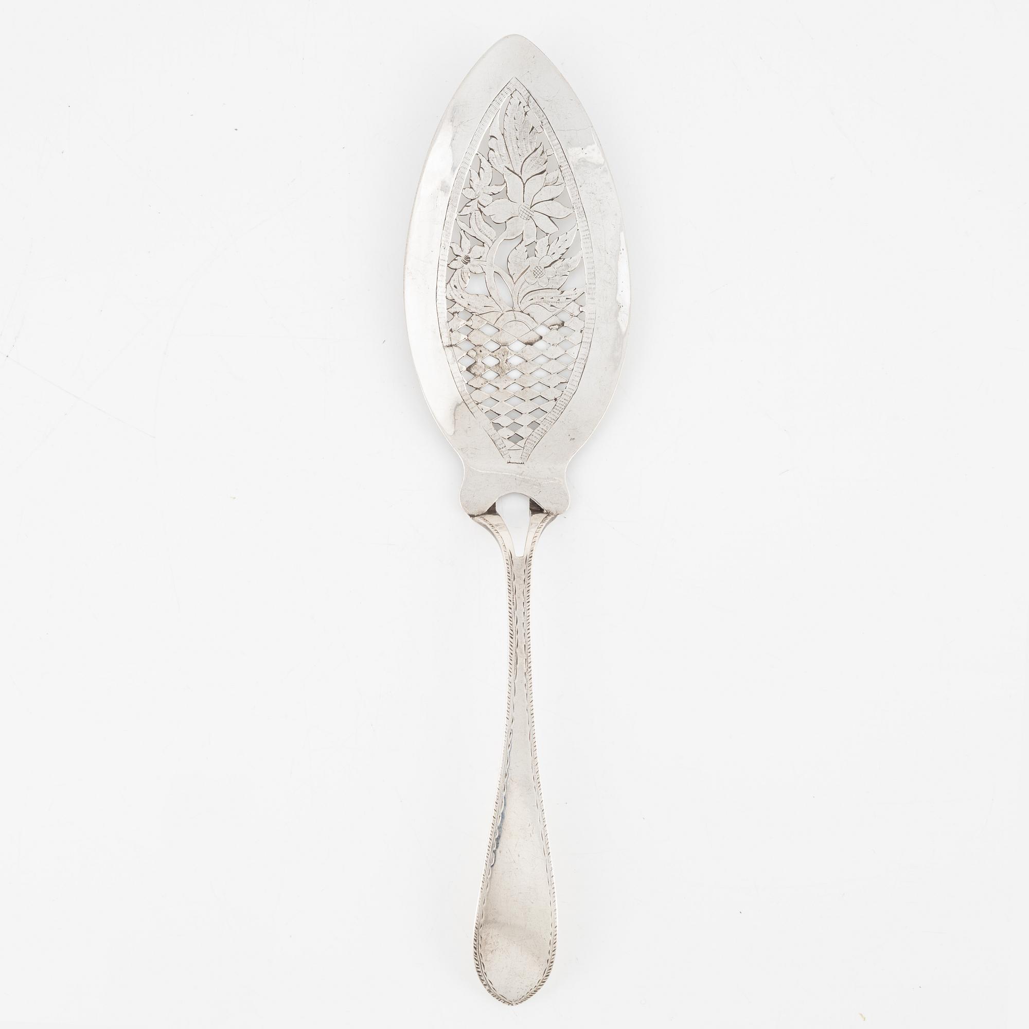 A Swedish Silver Serving Spoon, mark of Nils Tullgren, Helsingborg 1799.