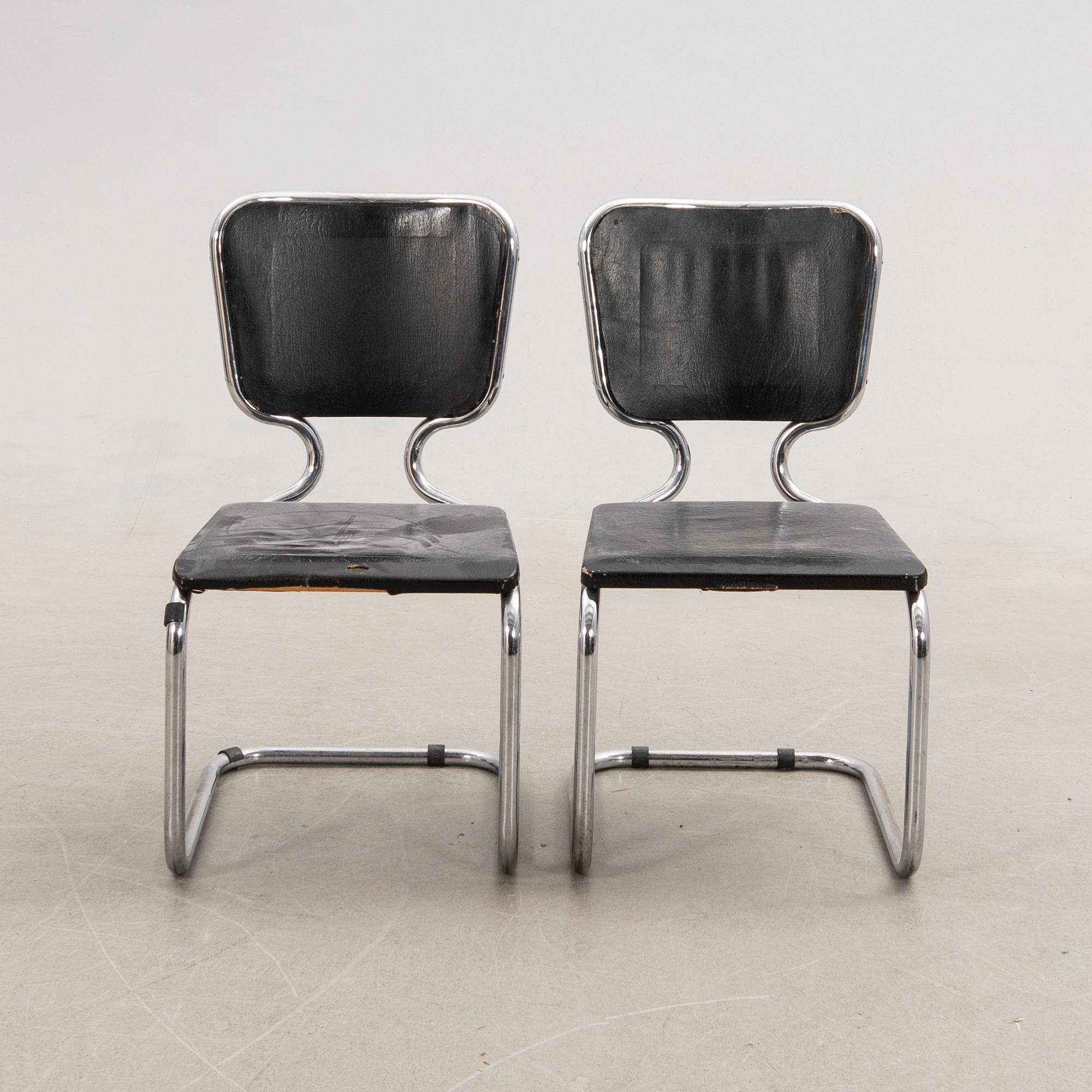 Chairs a pair, DS Stålmöbler Malmö 1930s/40s.