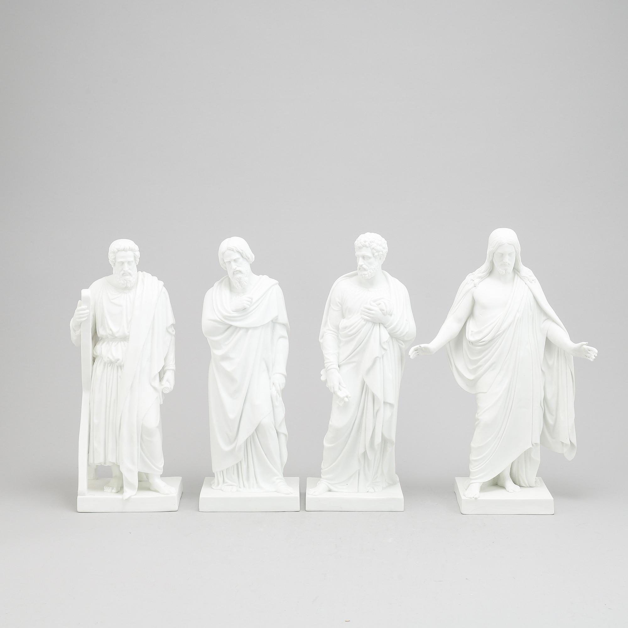 Four parian figurines, Bing & Gröndahl and Royal Copenhagen.
