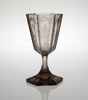 595. POKALGLAS, glas. Simon Gate, Orrefors 1929.