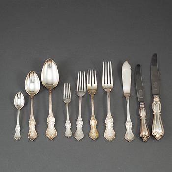 CG HALLBERG and GAB, a part 'Olga' silver cutlery, 1948-1978 (112 pieces).