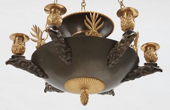 A Swedish Empire 19th century six-light hanging-lamp.