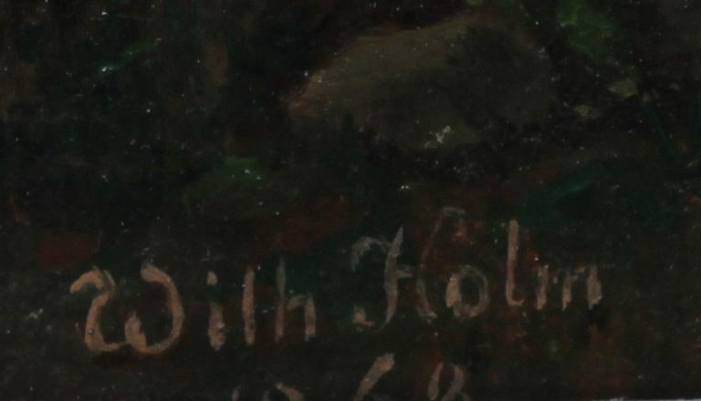 OKÄND KONSTNÄR ett par, olja på pappannå, sign Wilh Holm 1868.