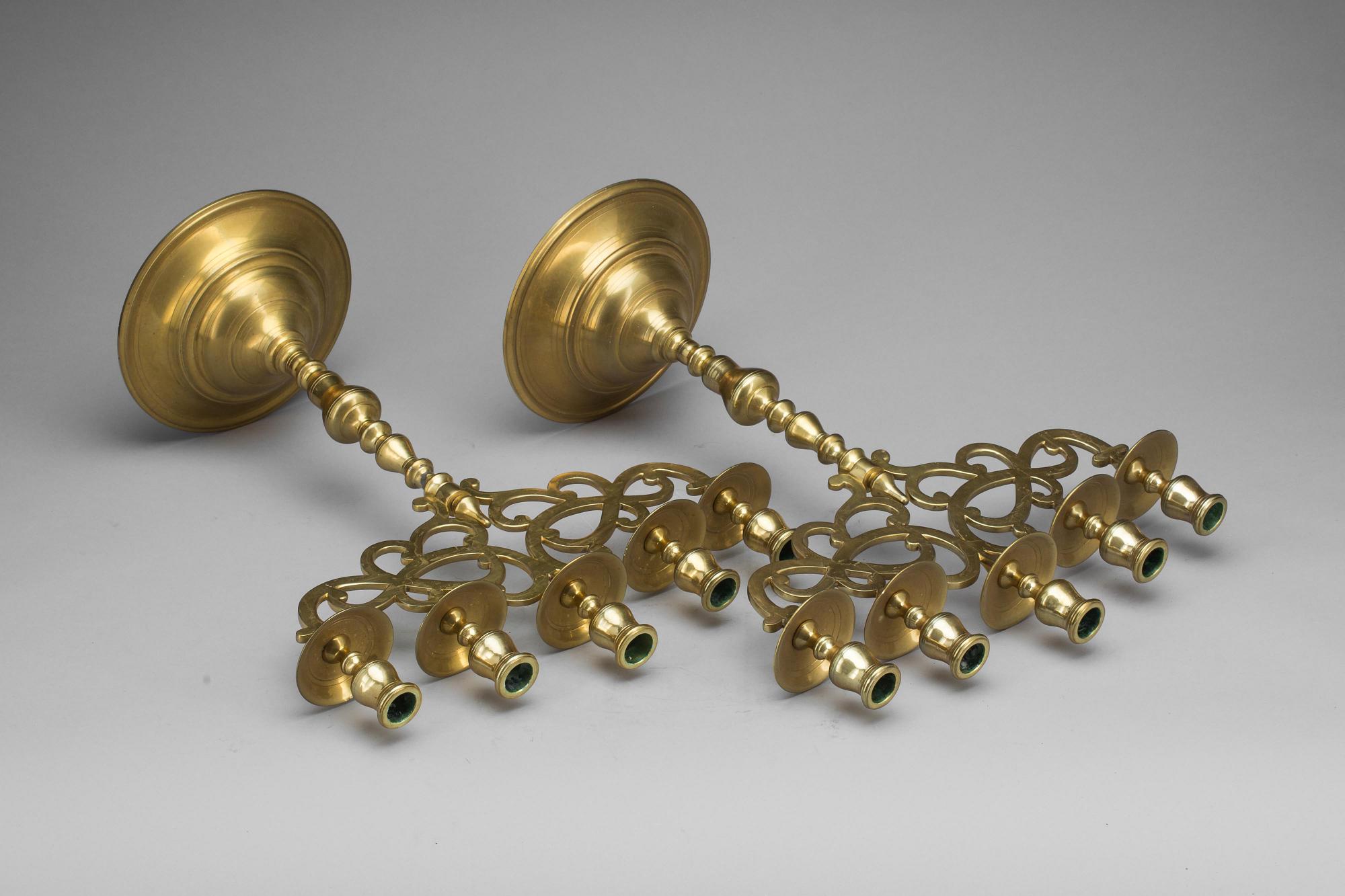 KANDELABRAR, ett par, mässing 1800-tal.