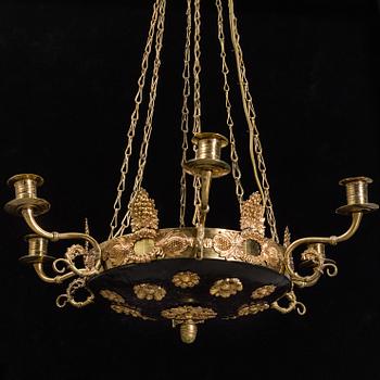 An Empire-style six-light hanging lamp, 20th ct.