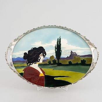 Carl Sigmund Luber, an Art Nouveau tray, Johann Von Schwarz, early 20th Century.