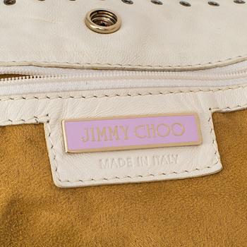 A white leather bag from Jimmy Choo.