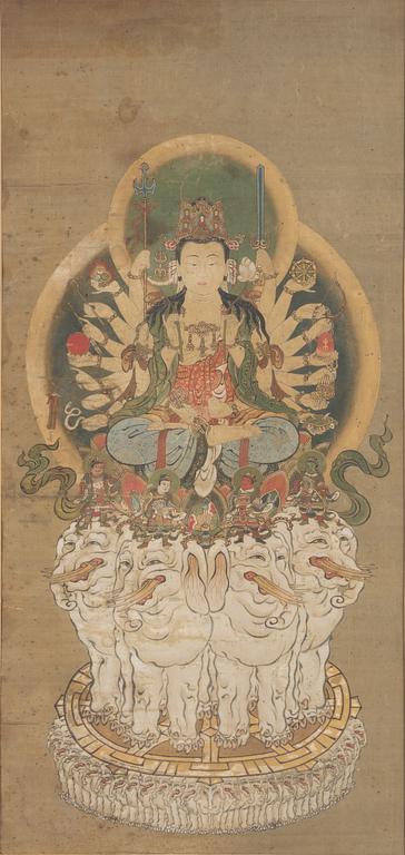 A painting depicting a boddhisattva, Japan, late 19th Century, circa 1900.