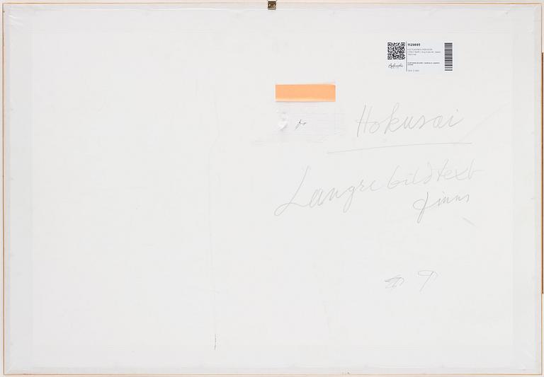 KATSUSHIKA HOKUSAI (1760–1849), efter, färgträsnitt på textil. Japan, "Shell Gathering", 1900-tal.