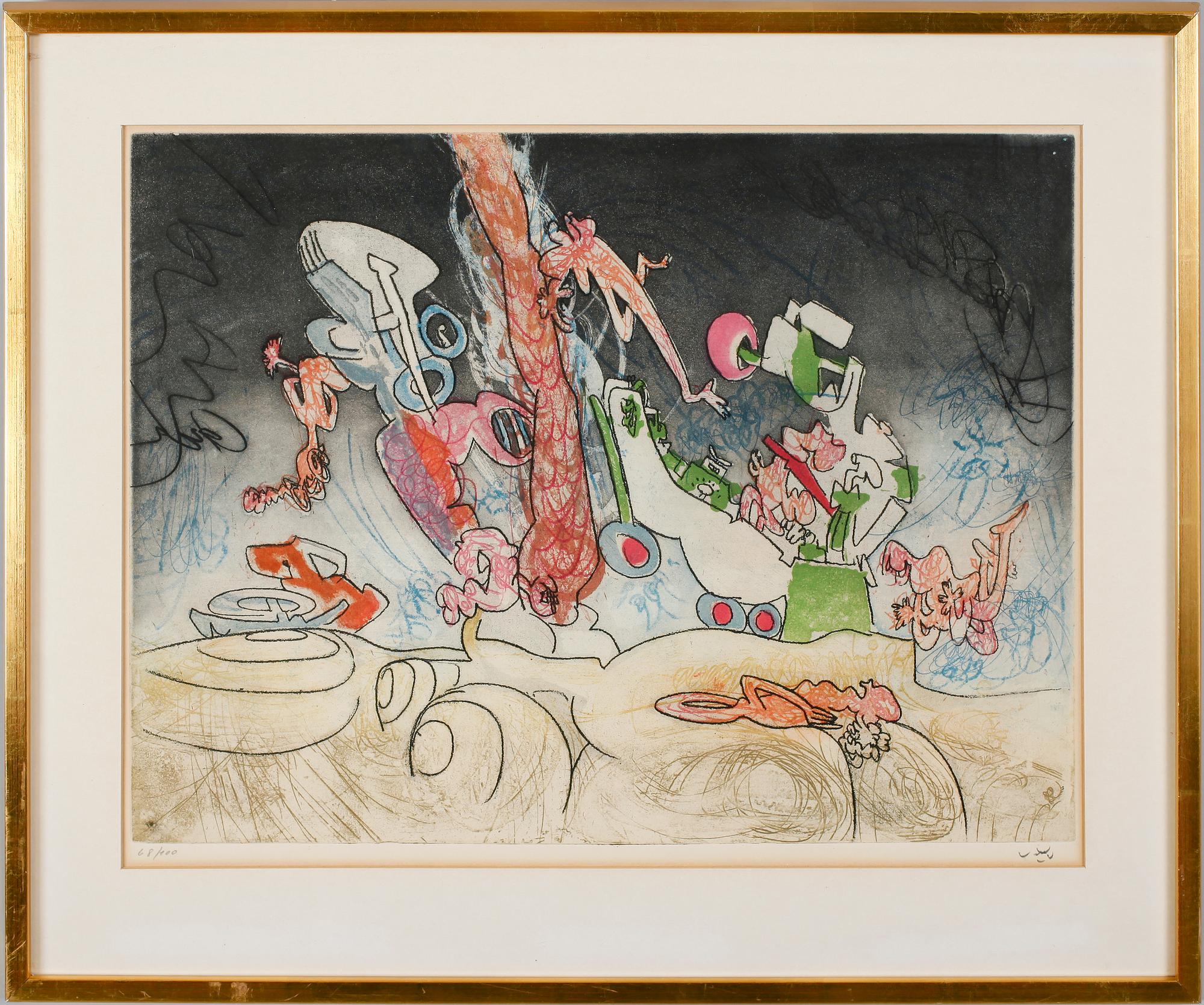 ROBERTO MATTA, färgetsning, sign, numr 68/100.