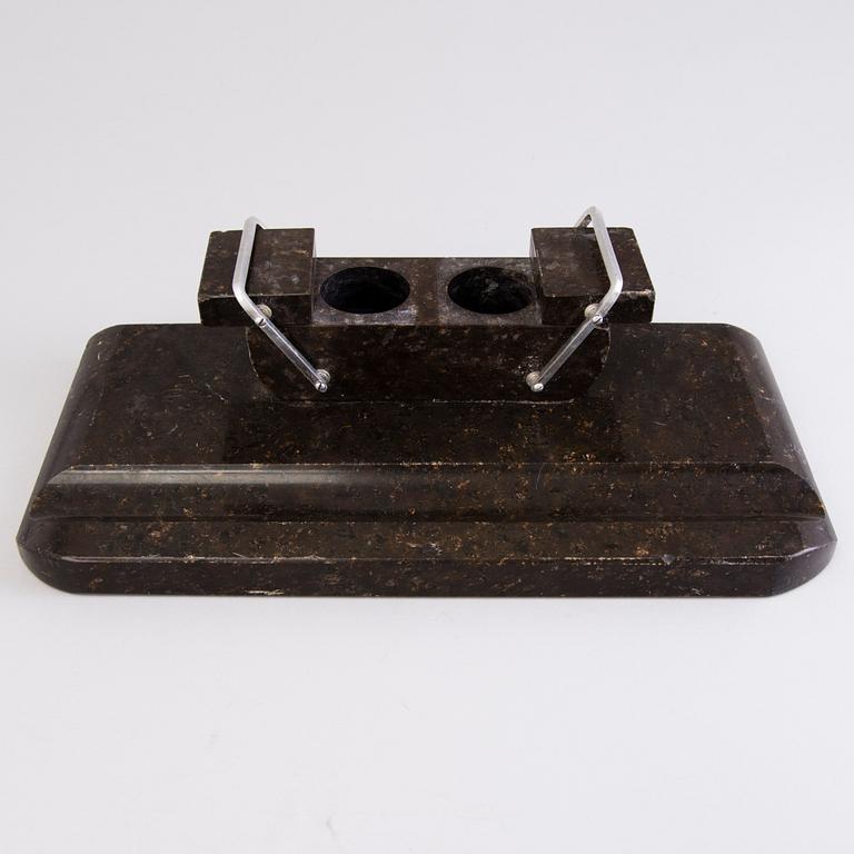 INKSTAND, possibly granite, first half of 20th century.