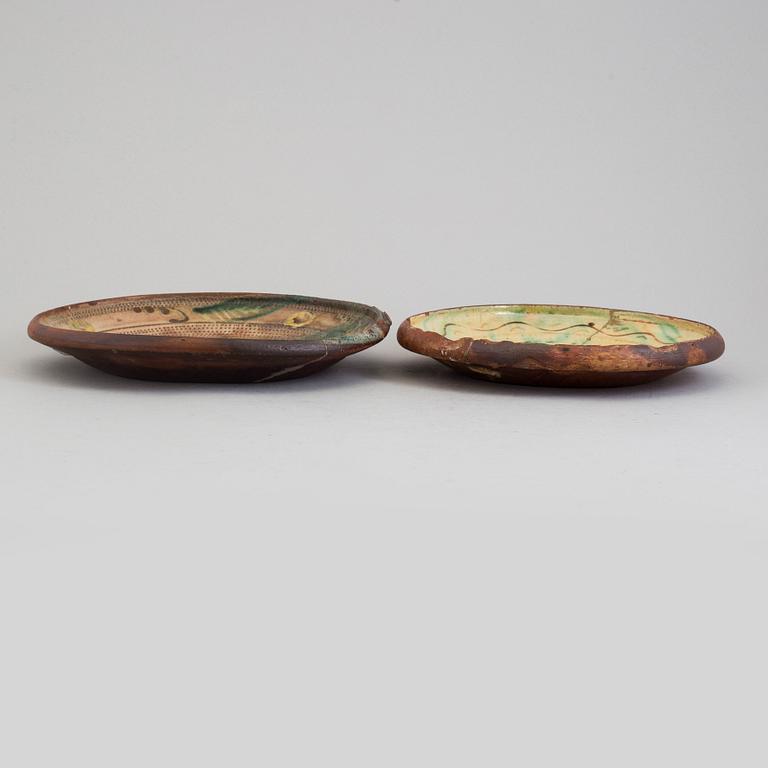 Two earthenware bowls and two disches, 19th Century.