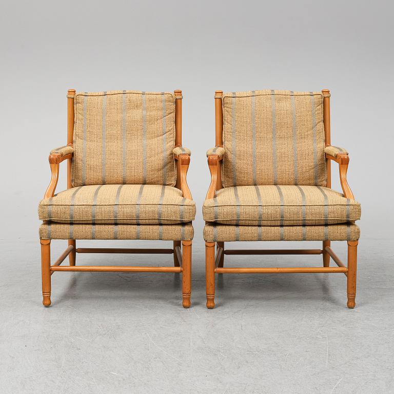 FÅTÖLJER, ett par, gustaviansk stil av s.k. Gripsholmsmodell, Norells möbler, 1900-talets slut.