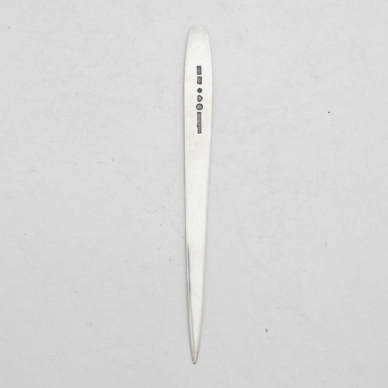 Sven-Erik Högberg, brevkniv, sterlingsilver, Göteborg, 1989.