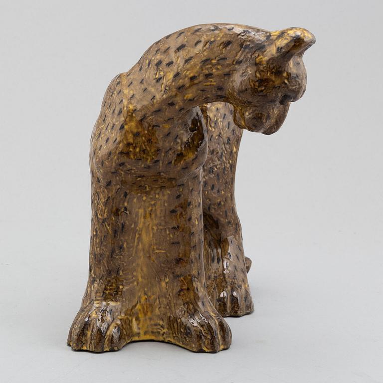 Vicke Lindstrand, skulptur, gepard, modell 3003, Upsala-Ekeby ca 1949.