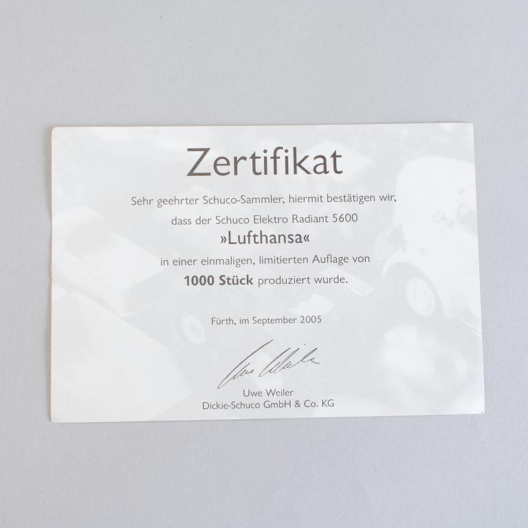 A Schuco airplane "Elektro Radian 5600 Lufthansa" Germany 2005.
