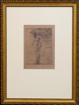 Anders Zorn, etsning, 1915, signerad.