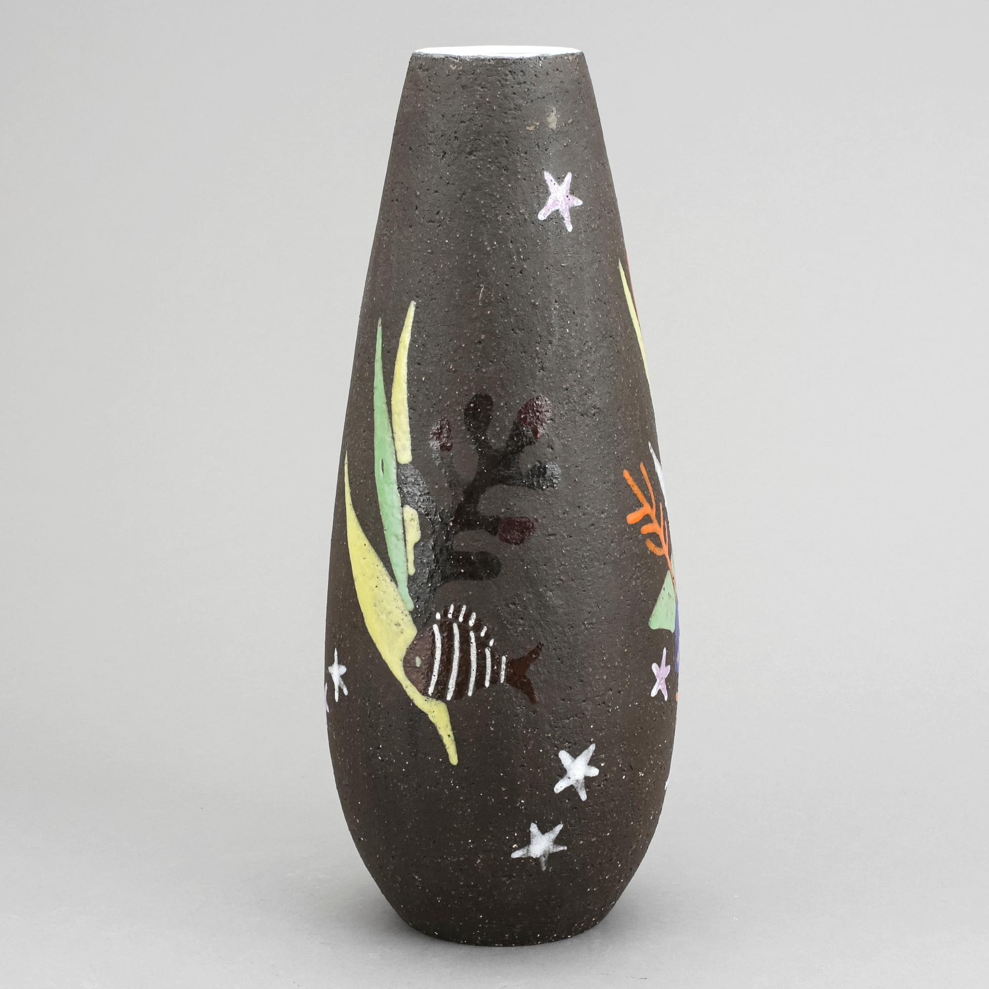 GOLVVAS, chamotterat lergods, "Havsflora", Upsala-Ekeby, efter Anna-Lisa Thomson. 1950-60-tal.