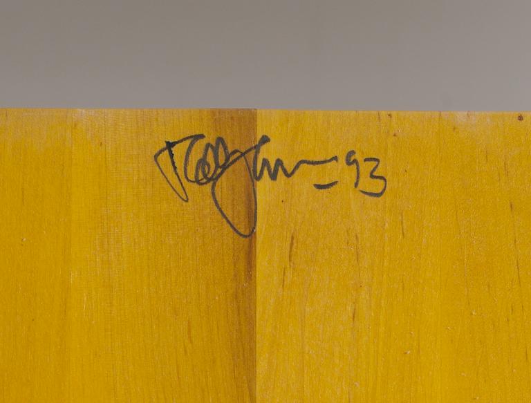 A Rolf Hanson yellow painted cabinet, "Pelare" (pillar), Källemo, Sweden, 2000.