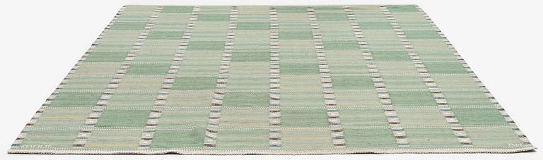 Barbro Nilsson, a carpet, 'Falurutan grön I', flat weave, c. 266 x 210 cm, signed AB MMF BN.