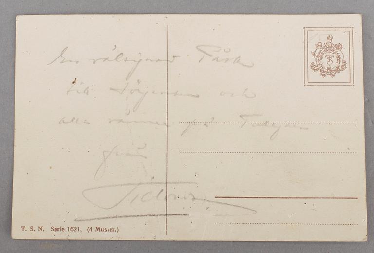 KUNGLIGT PÅSKKORT, Drottning Victoria av Sverige. Egenhändigt.