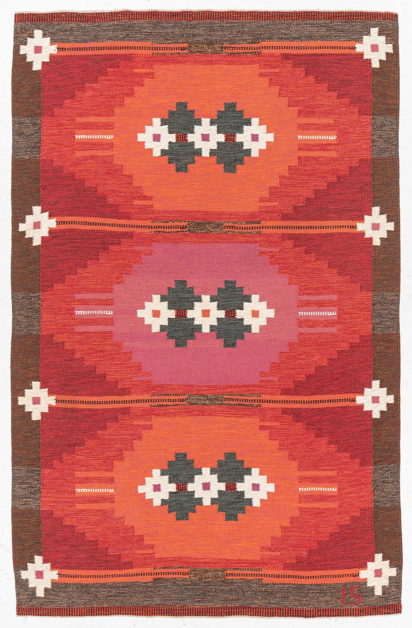 Ingegerd Silow, Rug, “Örbyhus” rölakan, approx. 243 x 156 cm, signed IS.